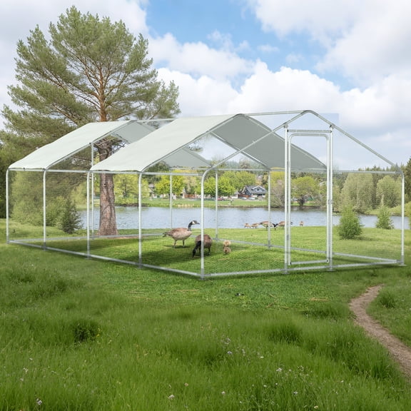 Outdoor Metal Large Chicken Coop for 10 Chickens Run Walk-in Metal Poultry Cage Duck Pen for Backyard