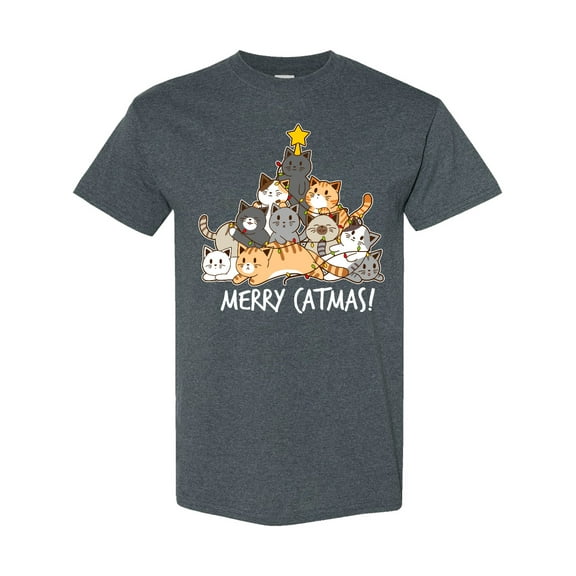Inktastic Merry Catmas with Cat Tree and Yellow Star T-Shirt