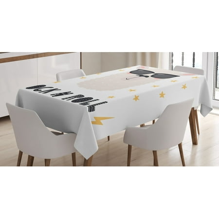 

Ambesonne Rock and Roll Tablecloth Rectangular Table Cover Funny Llama Portrait 52 x70 Mauve Taupe Blush