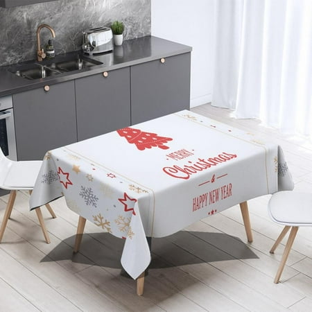 

Red Christmas Polyester Tarpaulin Cartoon Festive Print Elk Series Tablecloth(B/140*200cm)