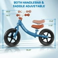 thumbnail image 3 of WLRETMCI Toddler Balance Bike for Boys and Girls Age 2 to 5 Years, 12 Inch Kids Training Balance Bicycle with Adjustable Seat and Handlebar, Lightweight No Pedal Bike Non-Light-Up Wheels, Blue, 3 of 8