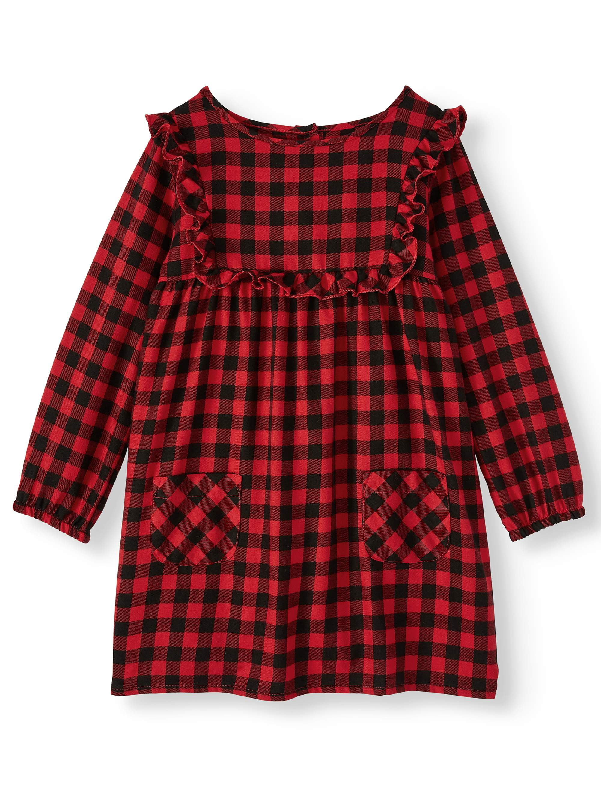 girls red flannel dress