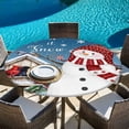 thumbnail image 6 of Blue Grey Snowman Christmas Round Tablecloth, Fitted Table Cover with Elastic for 55"-60" Round Tables, Xmas Snowflake Birds Berry Winter Table Cloth Outdoor Dinning Party Waterproof Tablecloths, 6 of 7