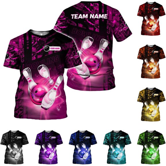 Custom 3D Bowling Shirts Personalized for Men and Women - Unique Team Shirt & Gifts for Bowling Lovers (Pink, S)