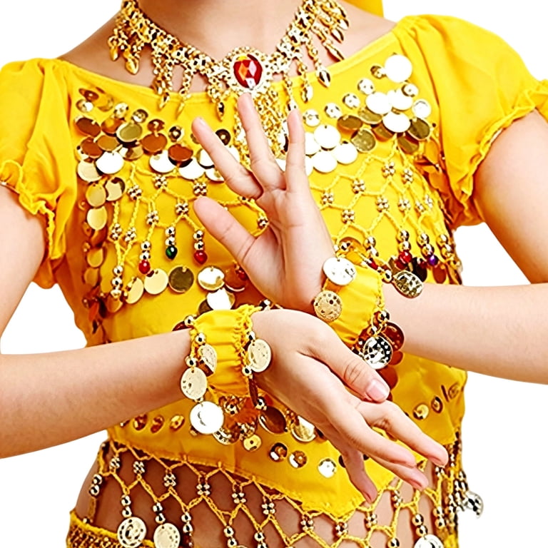 belly yellow dress sheitong93 Uikmnh Girls Dance Outfits Kids Dance Ethnic Performance for Stage Show Festival Celebration Color:Yellow,Size:4-5 Years Stretch Women Clothing If youre short & curvy