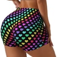 thumbnail image 1 of Balery Rainbow Hearts Pantalones cortos de entrenamiento estampados para mujer, sin costuras, ajustados, para gimnasio, yoga, correr, deportes, ejercicio activo, fitness.-Small, 1 of 8