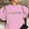 thumbnail image 5 of Sudadera con estampado de dinosaurio, jerséis casuales de cuello redondo y manga larga para otoño e invierno, sudaderas de gran tamaño para mujer, 5 of 5