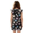 thumbnail image 2 of ZIATUBLES Girls Summer Casual Romper Button Round Neck Playsuit Outfit for Girl Kids 13-14 Y, Ruffle Sleeve Elastic Waist Design One-Piece Short Jumpsuit, Bone Paw Print, 2 of 6