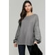 thumbnail image 1 of ABPHQTO Top de manga hinchada informal gris suelto para mujer, 1 of 5