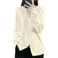 thumbnail image 3 of Women's Zip Up Hooded Cardigan Oversized Soft Warm Knit Sweater Casual Long Sleeve Open Front Fall Winter Pullover for Outdoors and Lounge, 3 of 6