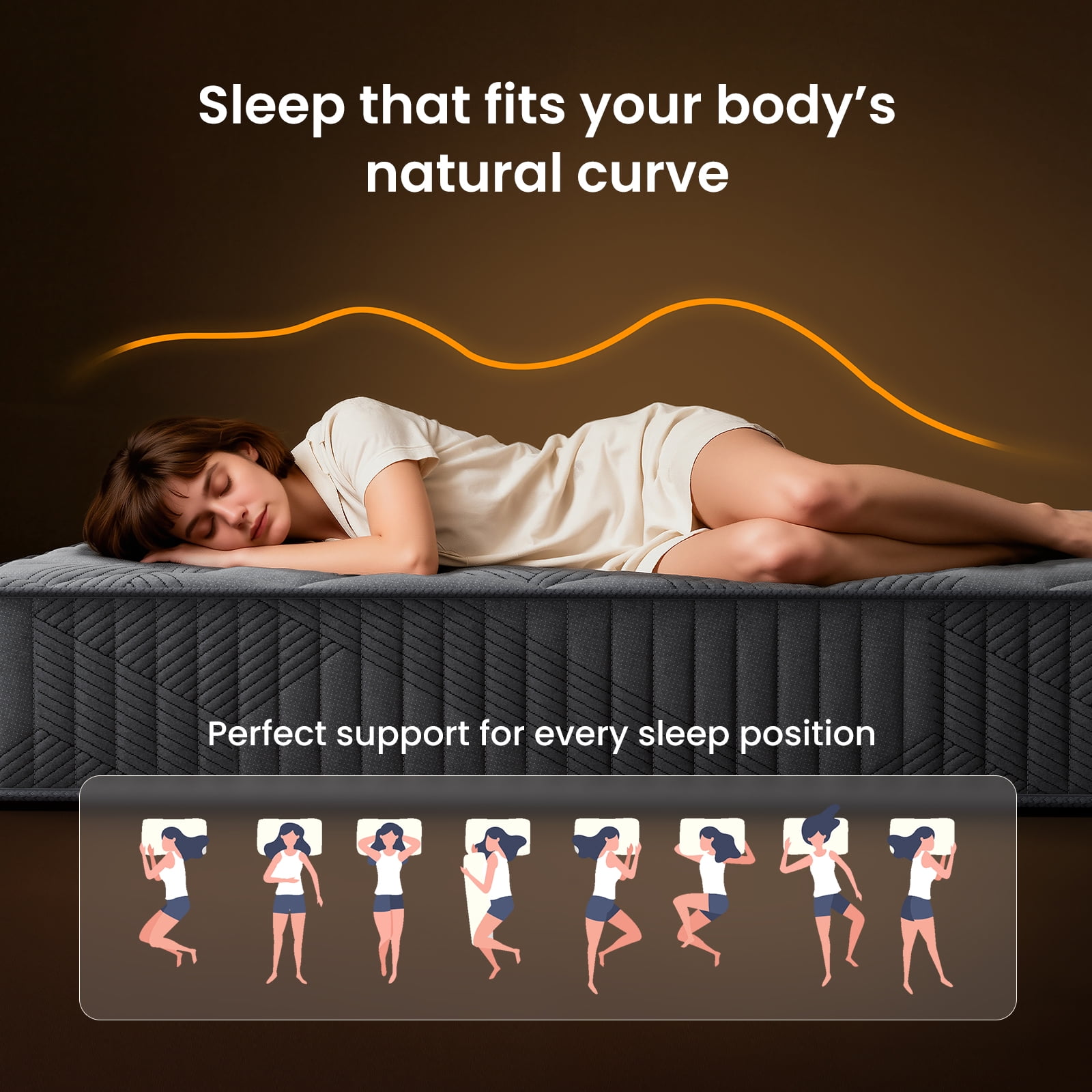 Babo Care Twin XL Mattress, 10 Inch Hybrid Mattress with Firm Support, Mattress in a Box, Fiberglass-Free & CertiPUR-US