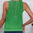 thumbnail image 4 of Tank Tops for Women under $5 Sleeveless Floral Printed V Neck T-shirt Green L, 4 of 4