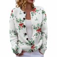 thumbnail image 2 of Cardigan de Noël pour Femmes, Chandail en Tricot à Manches Longues avec Boutons et Col Rond, Tenue de Fête pour les Rassemblements de Noël et les Occasions Festives - Blanc, 2 of 6