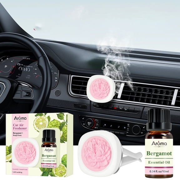 AromaLya Peony Scented Stone 10ml Bergamot Fragrance Oil Set | Luxury Home & Car Diffuser | Floral Citrus Scent