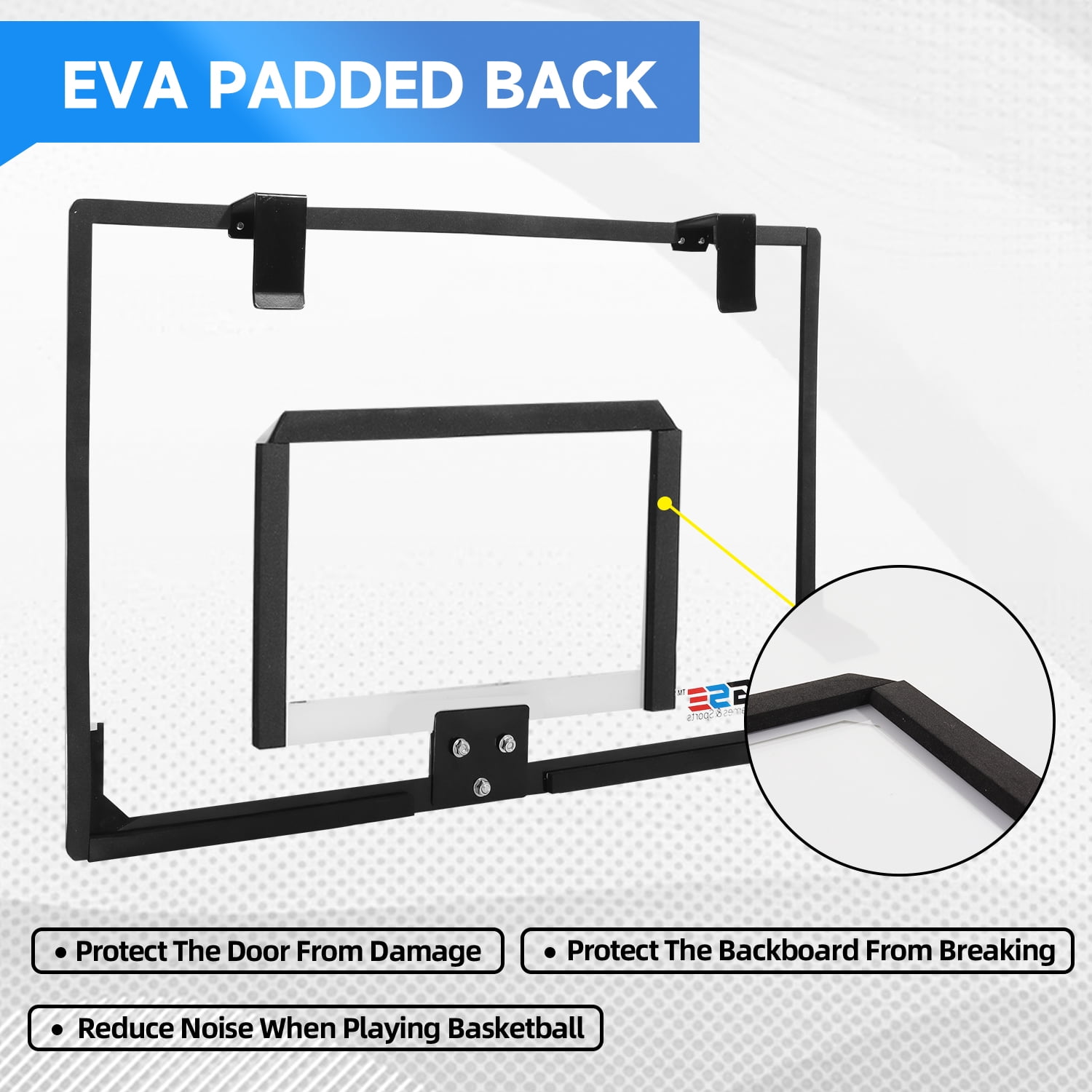 GSE Games & Sports Expert Large Over-The-Door Basketball Hoop with Ball & Pump, Wall-Mounted Glow in The Dark Basketball Hoop Set for Home & Office