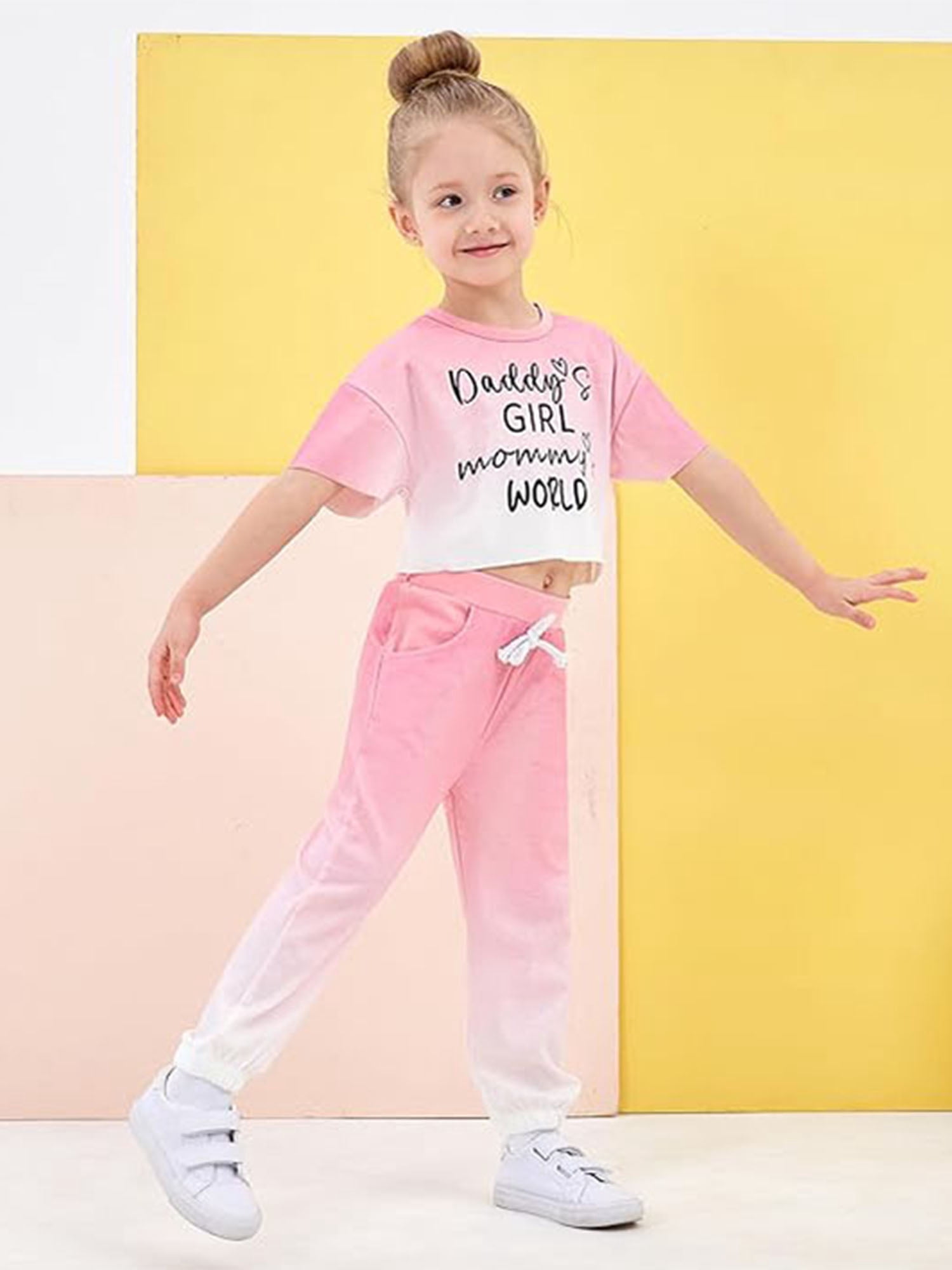CARETOO Toddler Girl Clothes Baby Outfits Tie Dye Short Sleeve Shirt Long Pants 2PCS Clothing Set