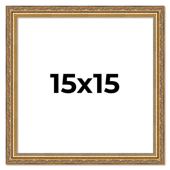 15x15 Frame Gold Solid Wood Picture Frame Width 1.25 Inches, Interior Frame Depth 0.375 Inches,