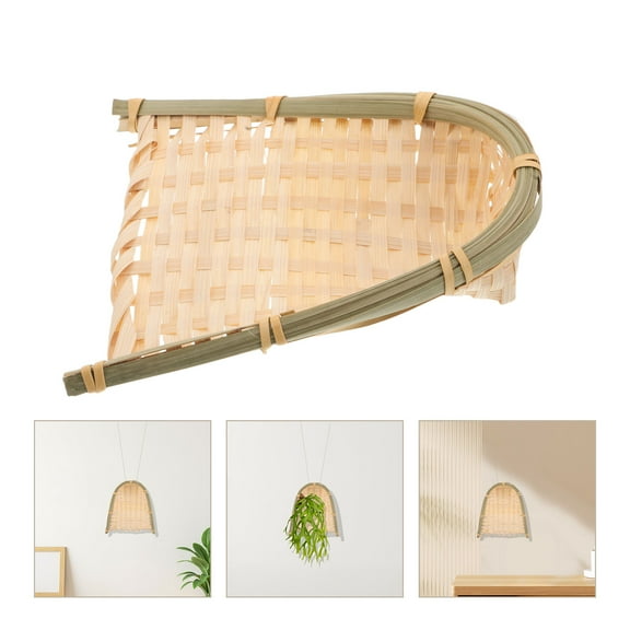 LOLIPPYY Orange Bamboo Woven Dustpan Handmade Wall Hanging for Creative Home Decoration Artware