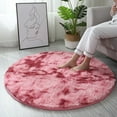 thumbnail image 2 of JINGT 40cm Circle Round Shaggy Rug Living Room Bedroom Carpet Floor Fluffy Mat Anti-Skid Red, 2 of 6