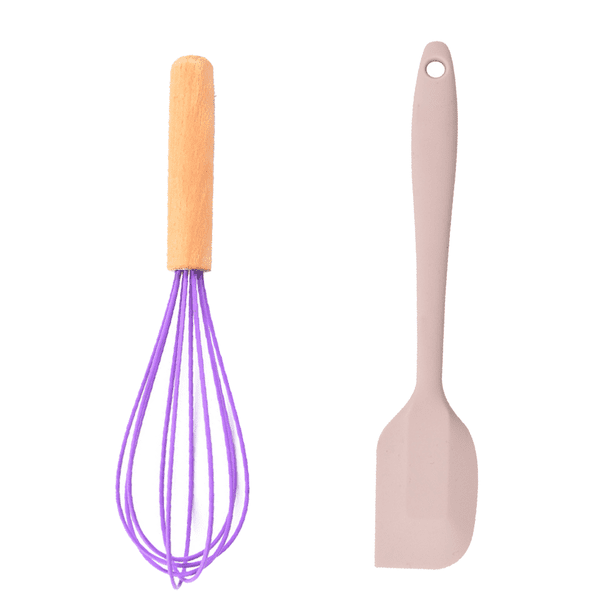 Juego de mini utensilios de cocina de 2 piezas: utensilios de cocina de silicona con mangos de madera