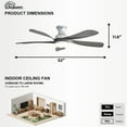 thumbnail image 3 of Sofucor 52-Inch Flush Mount Smart Ceiling Fan with LED Light, Remote & App Control, 5 Solid Wood Blades, 3 of 14
