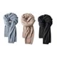 thumbnail image 1 of Bufanda informal de invierno de 3 piezas para mujer y hombre, cómoda y cálida para otoño. Caqui y Negro y Gris Claro, 1 of 9