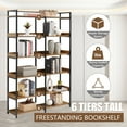thumbnail image 4 of 6 Tier Tall Bookshelf, Stainless Steel Frame Freestanding Open Storage Shelf Bookcases with Adjustable Foot Pads, 4 of 8