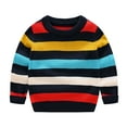 thumbnail image 3 of Toddler Baby Cotton Knit Sweater Cartoon Embroidered Knitted Long Sleeve Crewneck Striped Cotton Pullover Sweatshirt Toddler Winter Clothes for Girls Boys Kids Size 8-9, 3 of 8