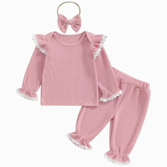 TOWED22 Toddler Baby Infant Girl Outfits Clothing Set Long Sleeve Graphic Sweatshirt High WaistJoggers 2pcs Clothes for Preschool(Pink,2-3 Y)