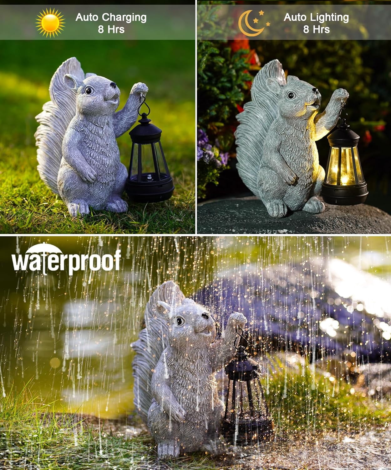 Solar Squirrel Statues for Garden Decor: Outdoor Sculptures for Clearance Outside Lawn Ornaments Porch Patio Balcony Yard – Gifts for Mom Grandma