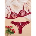 thumbnail image 2 of Conjunto de ropa interior con bordado Floral para mujer, lencería erótica de encaje Sexy, sujetador femenino y Braga transparente Sensual, bragas de realce de retazos, 2 of 5