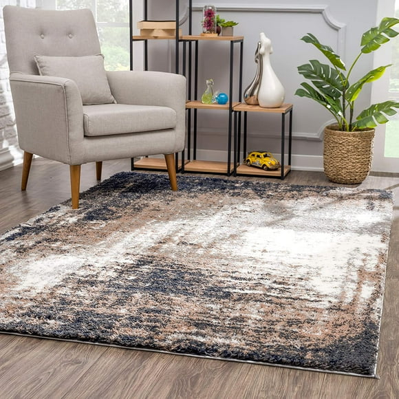 eRug Outlet Retro Collection Tapis Moderne Abstrait pour Aire (7x10 Pieds) - 6 Pieds6 Pouces x 9 Pieds4 Pouces, Ivoire