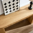 thumbnail image 6 of 59" Narrow Console Table with Pull-out Drawer, Modern Rounded Curves Long Sofa Table Side Table with Vertical Stripe for Living Room, Hallway, Natural, 6 of 10