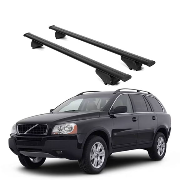 ERKUL Roof Rack Cross Bars for Volvo XC90 2003-2014 | Aluminum Crossbars with Anti Theft Lock for Rooftop | Compatible with Raised Rails - Black