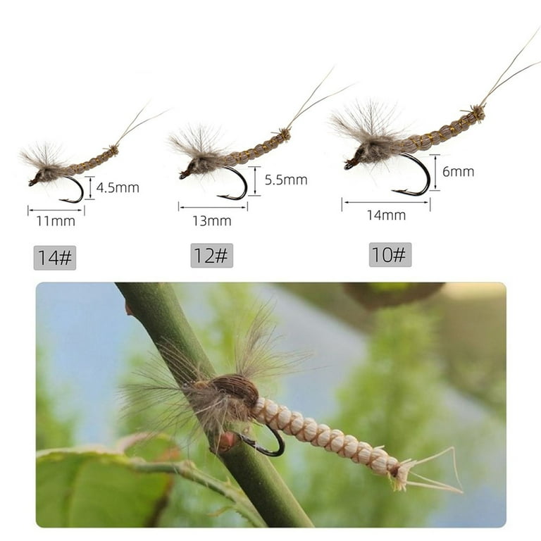 3pcs Fly Fishing Bait Feather Wing Mayfly Lure For Trout Salmon Bass Catfish