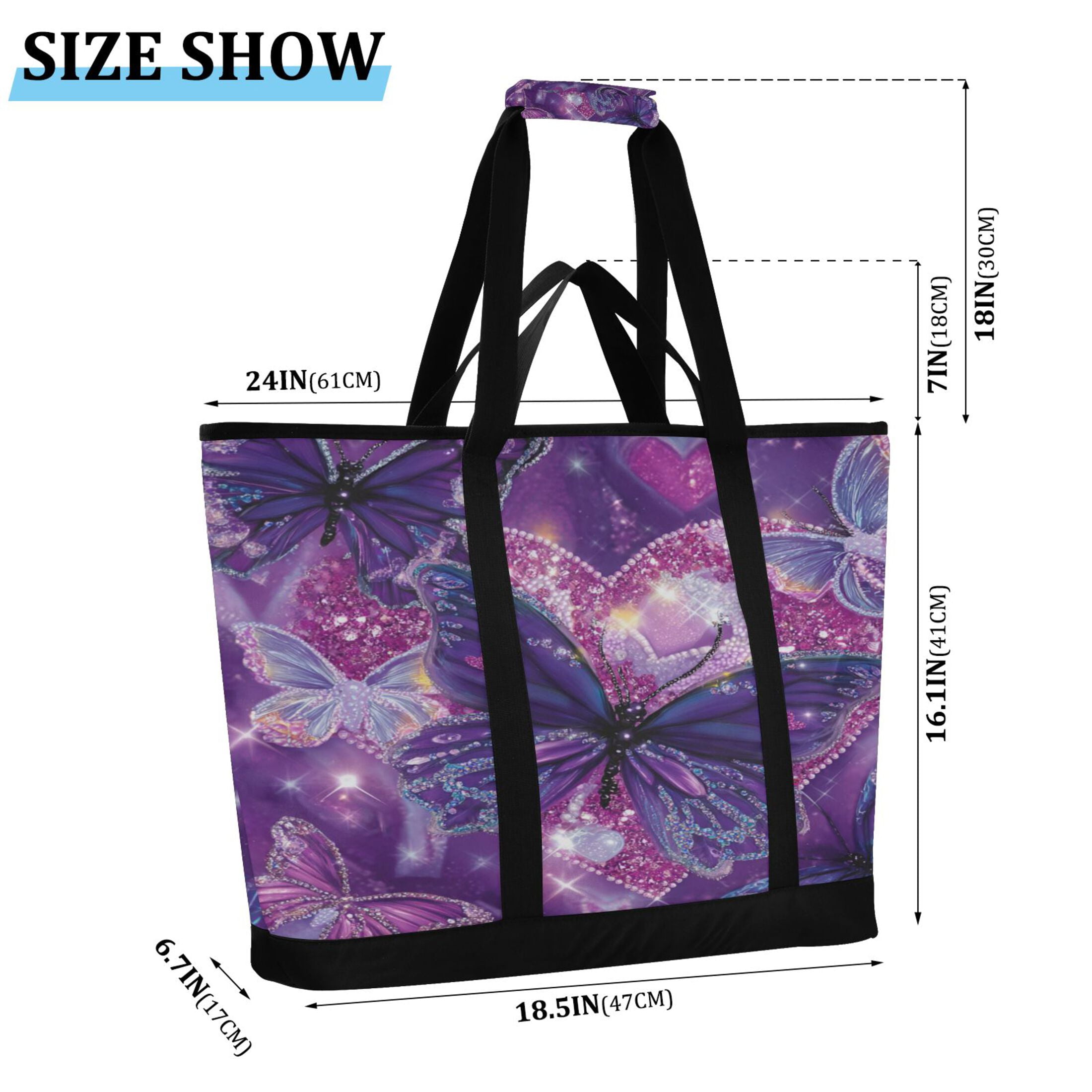 Extra-Large Wide Opening Design Capacity Hand-Held Ice Pack Thickened Insulation Layer For Long-Lasting Cold Retention For Outdoor Shopping Picnics And Camping Adorable Diamond Painting Butterfly