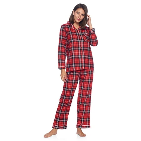 

Casual Nights Women s Flannel Long Sleeve Button Down Pajama Set