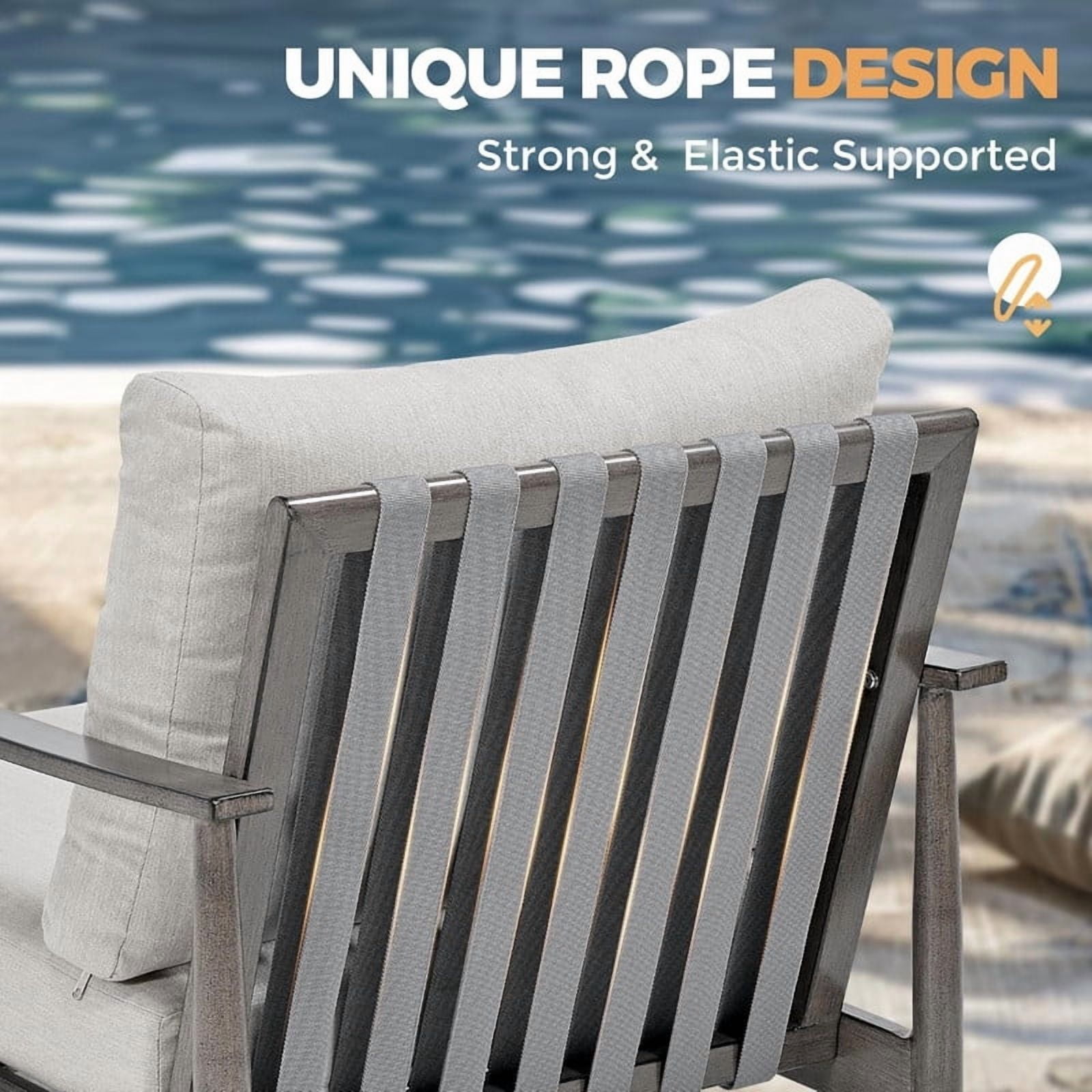 4Pcs Outdoor All-Weather Conversation Sets with Sofas & Coffee Table, Patio Aluminum Sectional Chat Sets, Gray