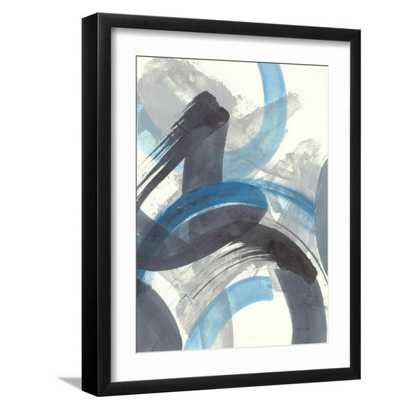 Art.com Blue Brushy Abstract II Art Print by Danhui Nai, Black Frame Wall Art, 17" x 21"
