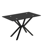 Holaki 47.24'' Rectangular Tempered Glass Dining Table for Dining Room, Living Room, Office