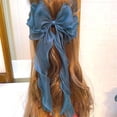 thumbnail image 5 of Bmisegm Headwear for Girls Elegant Triple Layer Bow Flowing Ribbon Bridal Hair Clip for Wedding Occasions Headbands Navy_001, 5 of 6