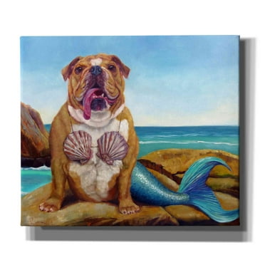 Epic Graffiti 'Mermaid Dog' by Lucia Heffernan, Canvas Wall Art, 30"x26"