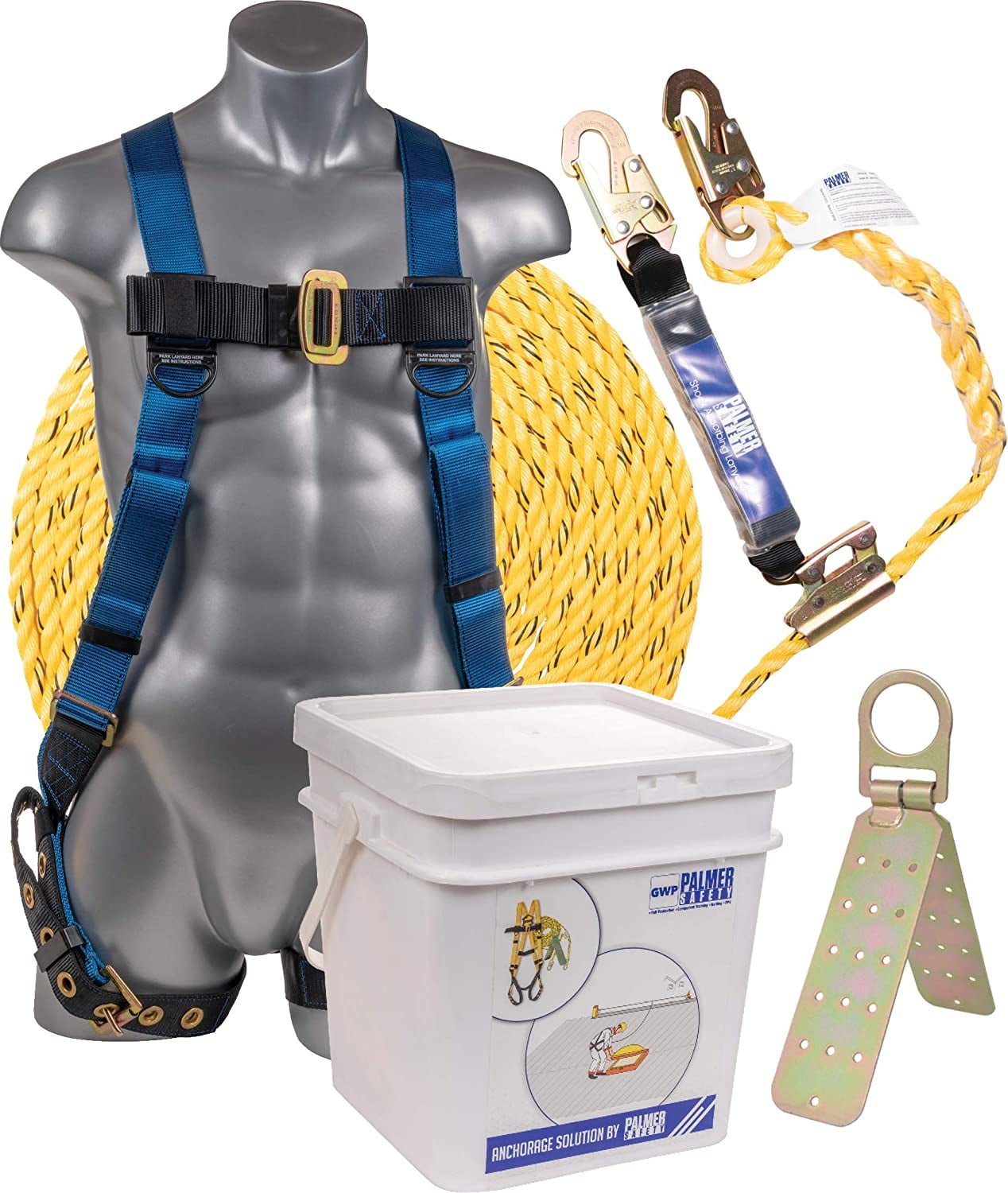 Palmer Safety Fall Protection Roofing Bucket Kit I Full-Body
