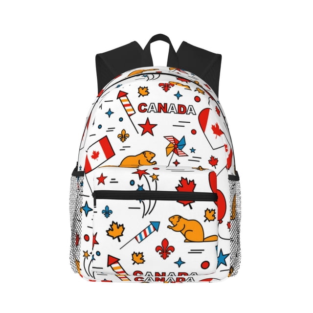 Sikiie Canada Day Print Backpack, Large Capacity Adjustable Shoulder Strap Laptop Backpack, Suitable for Travel, Business, Campus, Unisex