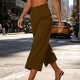 thumbnail image 4 of Lenpel Wide Leg Capri Pants for Women High Waist Baggy Cropped Trousers Comfy Flowy Casual Workout Yoga Capris, 4 of 5