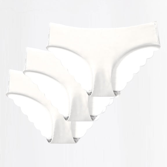 jobturf 3 Pack Seamless Underwear for Women Wave Edge Ice Silk Hipster Panties Low Rise Stretchy No Show Thongs Summer Breathable Briefs S-XXL