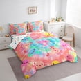 thumbnail image 3 of jejeloiu Kawaii Cute Axolotl 7 Pieces Bedding Comforter Set,Watercolor Tie Dye Full Bedding Set,Colotful Cartoon Animal Fitted Sheet Flat Sheet For Girls Teens,Ultra Soft Home Decor Reversible, 3 of 8
