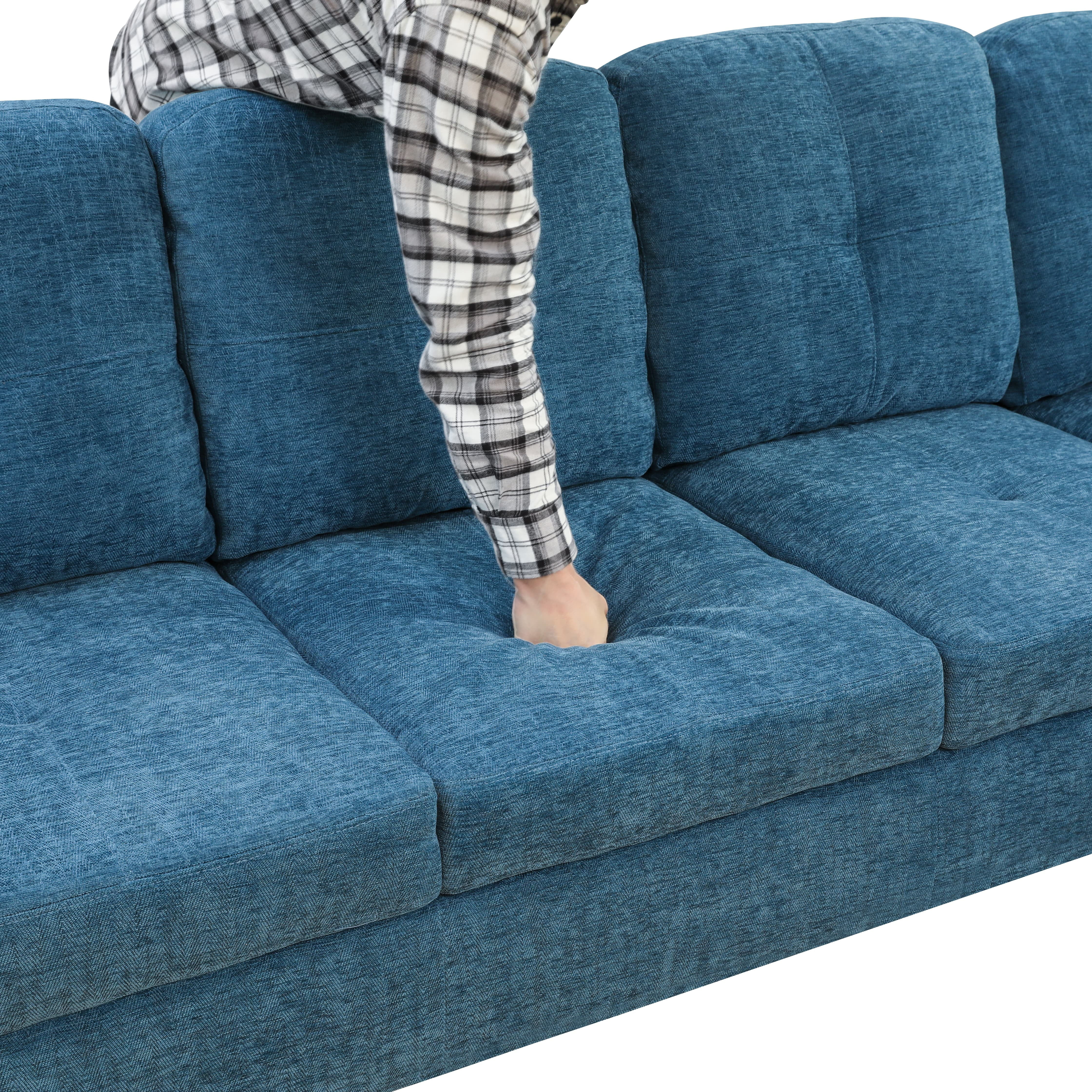 MAYEERTY Modern Adult 3-Piece Couch Set - Blue Vibrant Color, Lively Living Room Seating Decor