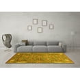 thumbnail image 3 of Ahgly Company Machine Washable Indoor Round Oriental Yellow Traditional Area Rugs, 4' Round, 3 of 4