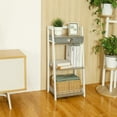 thumbnail image 3 of x-Cosrack 3-Tier Bathroom Ladder Shelf, Floor Storage Shelf with Drawer, Freestanding Open Tower Shelving Unit for Bathroom Living Room Balcony, White, 3 of 8